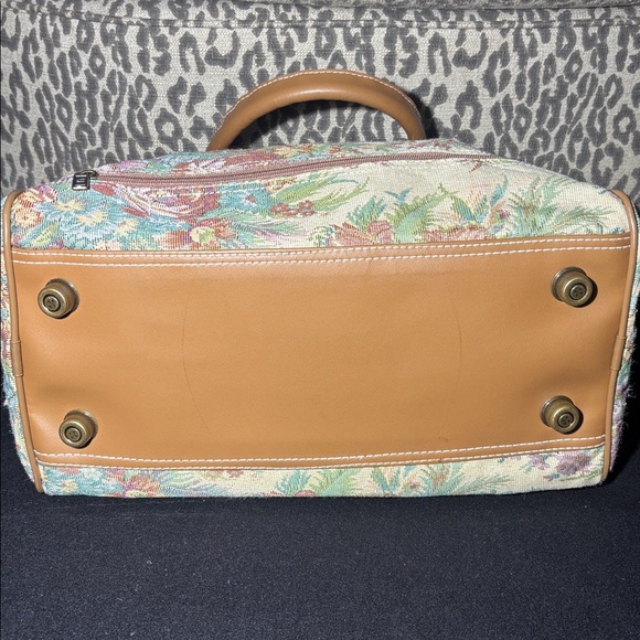 Floral Tapestry oversize Handbag top handle travel doctor style speedy shape - Picture 8 of 16